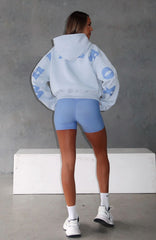 Serving Up Cropped Hoodie Baby Blue