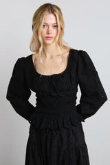 nola embroidered blouse - black
