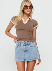 Nicolina Low Rise Denim Mini Skirt Ice Blue Wash