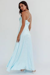 Inner Light Gathered Bust Split Maxi Dress Mint