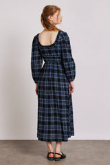 dakota midi dress - blue check