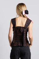 tish shirred cami - dark leopard