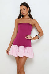After Hour Sparkle Satin Strapless Mini Dress Pink