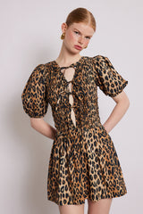 Bluebelle shirred mini dress - leopard