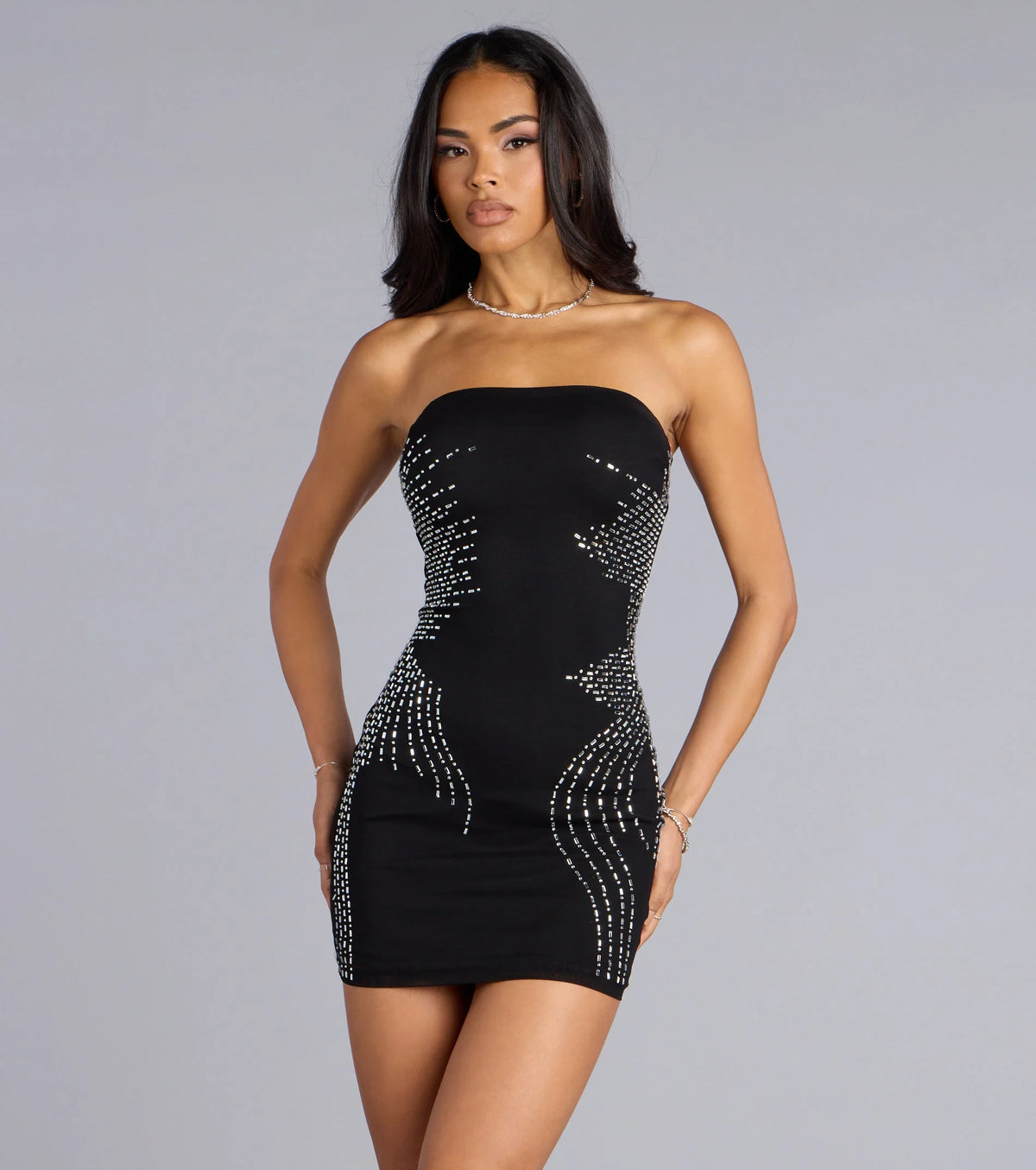 Shine Curve Tube Mini Dress