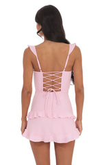 Ruffle Corset Dress in Pink