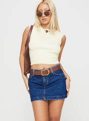 Nickei Denim Mini Skirt Mid Wash Petite