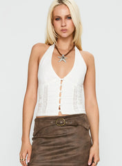 Vayda Halter Top White