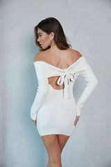 Zara Off The Shoulder Foldover Sweater Mini Dress