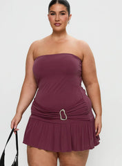Love Lingers Strapless Mini Dress Burgundy Curve