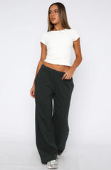 Give It A Rest Wide Leg Sweatpants Forest Green