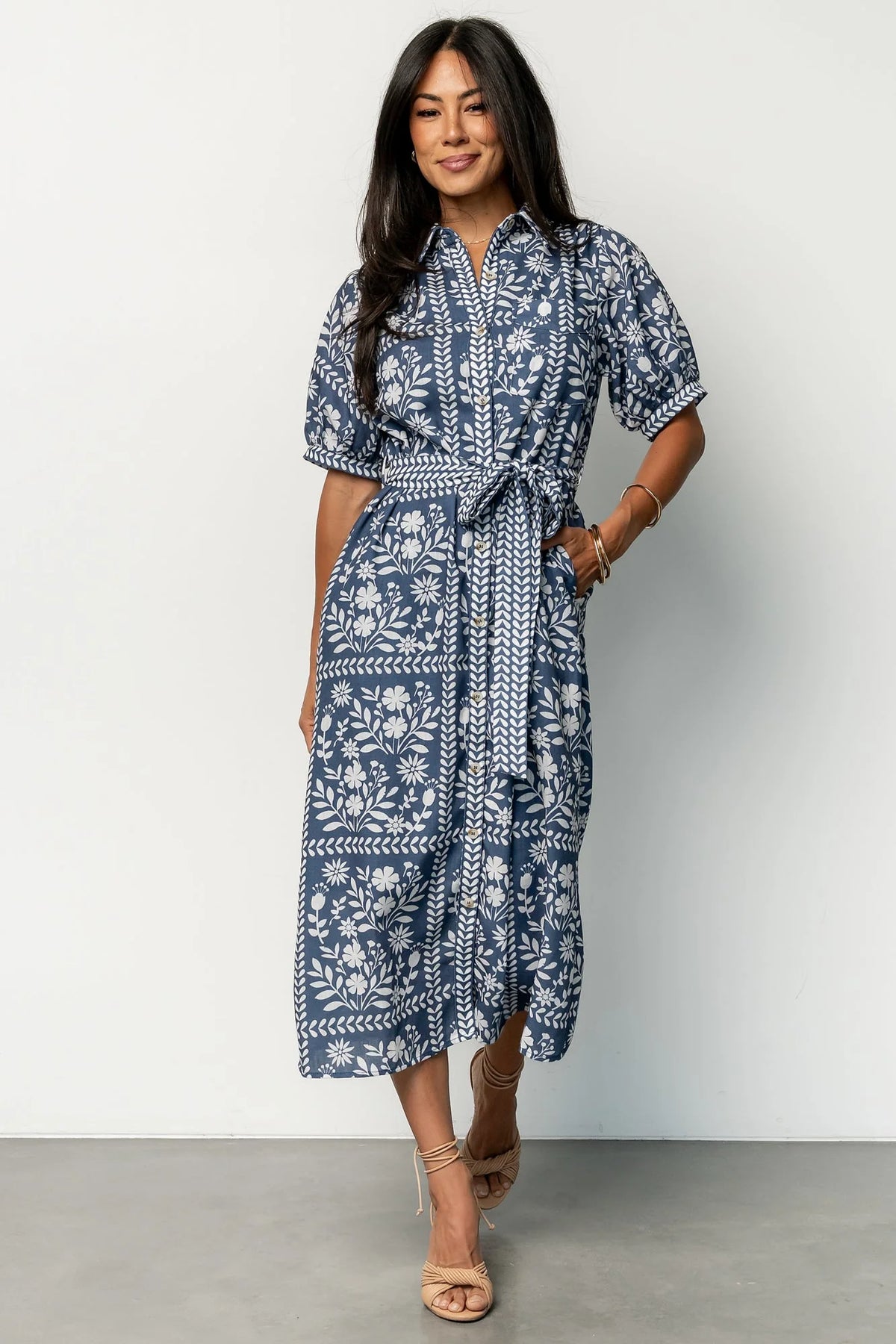Karla Midi Dress | Deep Slate + White Floral