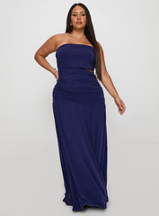 Grandeur Strapless Maxi Dress Navy Curve
