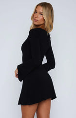 Round My Head Long Sleeve Mini Dress Black