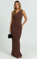 Criselda Maxi Dress One Shoulder Maxi Dress in Chocolate