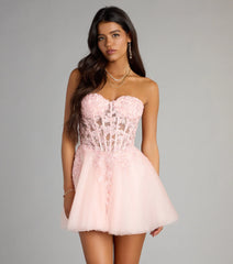 Carla Corset Tulle A-Line Mini Dress
