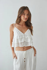 Margaret Ditsy Eyelet Tiered Ruffle Top