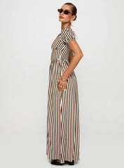 Collyns Maxi Dress Beige Pinstripe