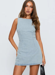 Ainsleigh Shift Denim Playsuit Light Wash