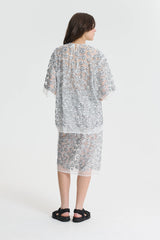 ARIANA | SKIRT UME FLORAL SEQUINS SILVER