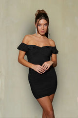 Dahlia Off the Shoulder Ruffle Bodycon Mini Dress
