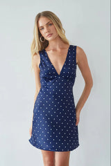 Annie Polka Dot Satin Mini Dress