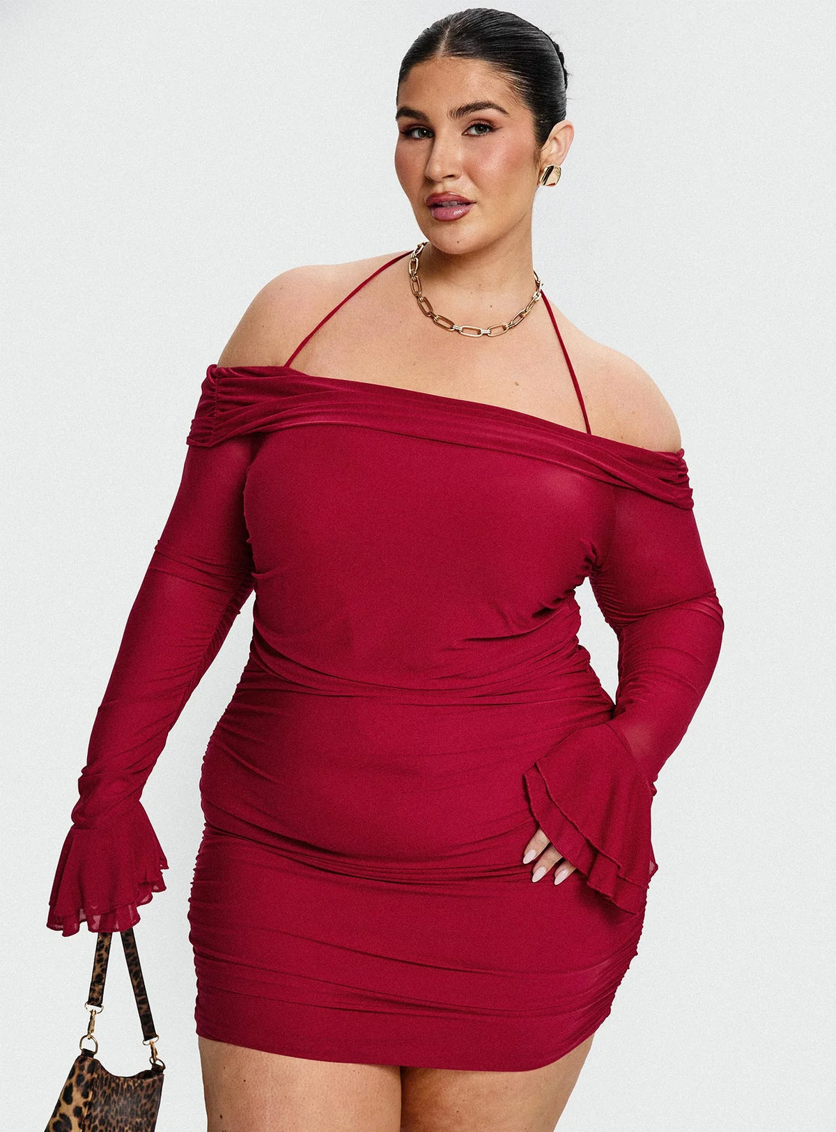 Taylon Off The Shoulder Mini Dress Red Curve