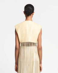 Derora - Fringed Regenerated Leather Vest - Vintage creme