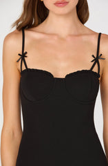 Bow Strap Bustier Midi Dress