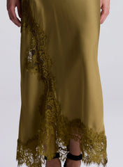 Olivia Satin and Lace Midi Skirt