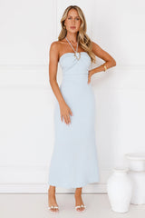 Minimalist Luxe Halter Midi Dress Brown