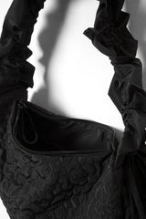 quilted ruched kidney bag - black