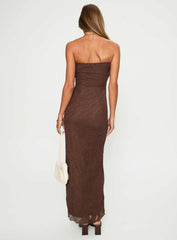 Majorca Strapless Lace Maxi Dress Chocolate