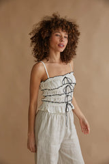 Alicia Ruffle Smocked Bow Top