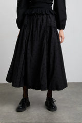 agatha embroidered midi skirt - black