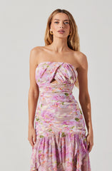 Estefany Strapless Pleated Maxi Dress