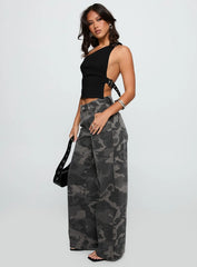 Big Talk Baggy Jeans Grey Washed Camo