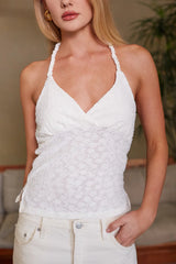 Claude Lace Twist Neck Halter Top