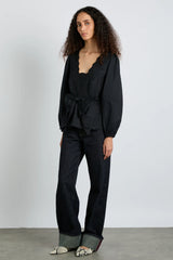eugenie bow blouse - black