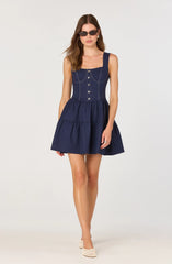 Tiered Stitch Detail Mini Dress