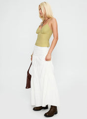 Snowy River Tiered Maxi Skirt White