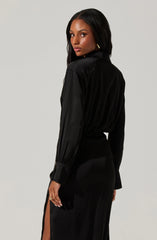 Elizabello Satin Midi Shirt Dress