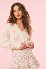 Francette Cropped Bow Cardigan