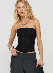 Oscuro Longline Mesh Corset Top Black
